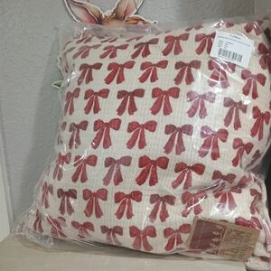Festive Red Bow Holiday Pillow